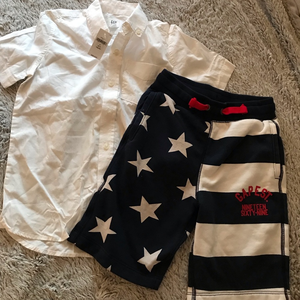 Gap Kids size 6/7. Shirt NWT. Shorts gently used.